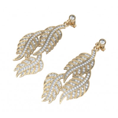 Leaf Earring with Diamonds